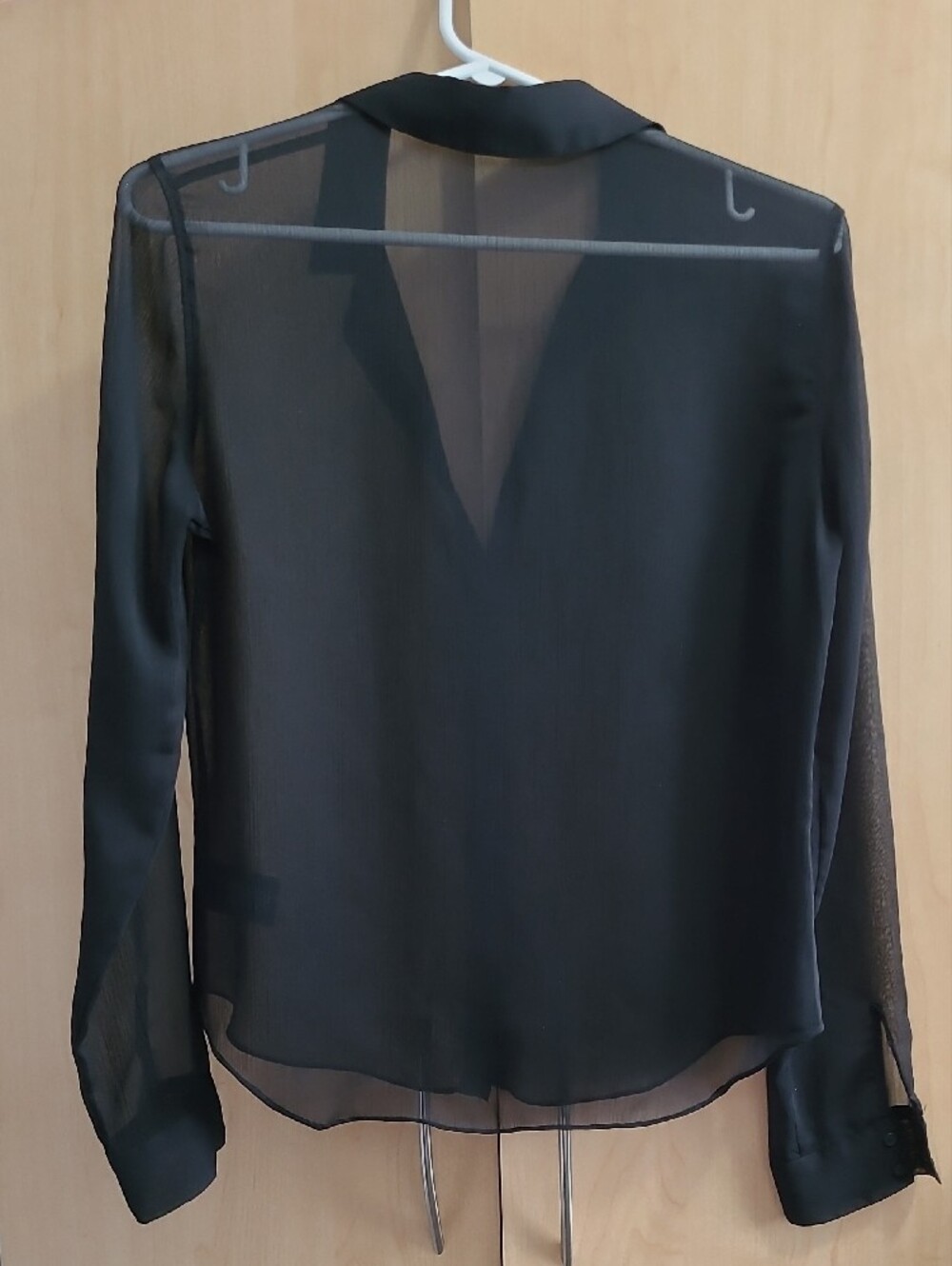 Aritzia - Talula Sheer Black Button Down Blouse - Picture 3 of 5